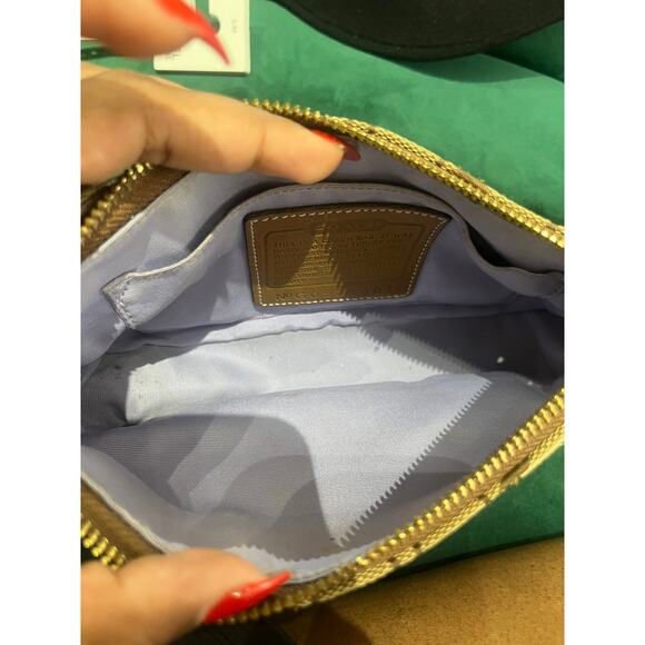 Vintage Coach Signature Pochette Shoulder Bag Brown Mini Hobo Purse Y2K - Picture 4 of 4